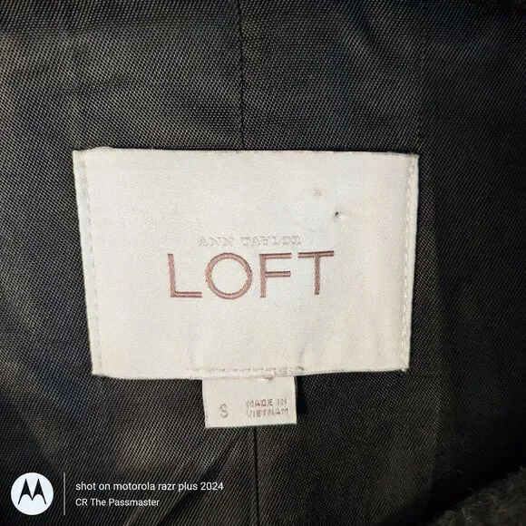 Ann Taylor LOFT Gray Black Striped Wool Blend Long Full Zip Coat*The Passmaster* - Picture 8 of 11